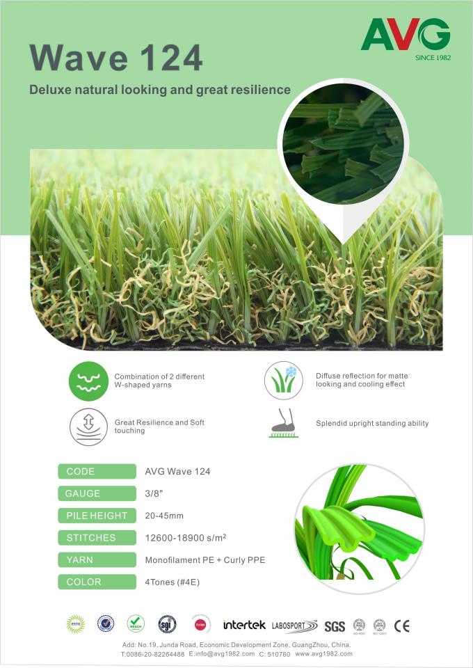 Wear Resistance Garden Artificial Grass Double Wave Monofilament 0