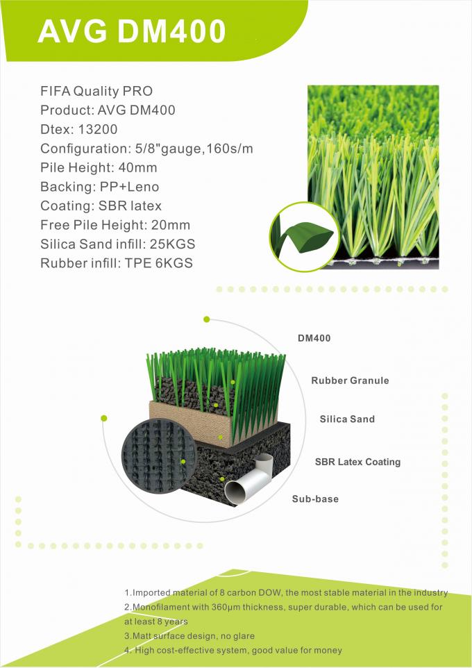 High Grade New Design Football Grass Artificial Turf Artificial Grass 40mm 0
