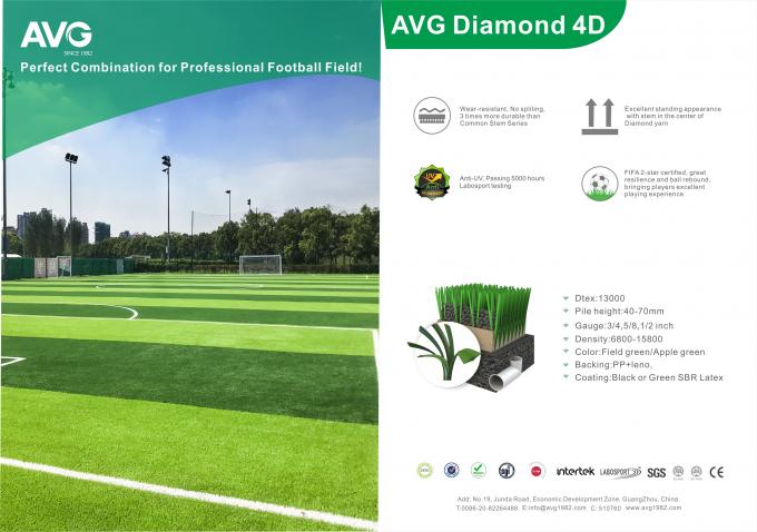 Wear Resistance 60mm Height Football Artificial Turf  Eco Friendly 0