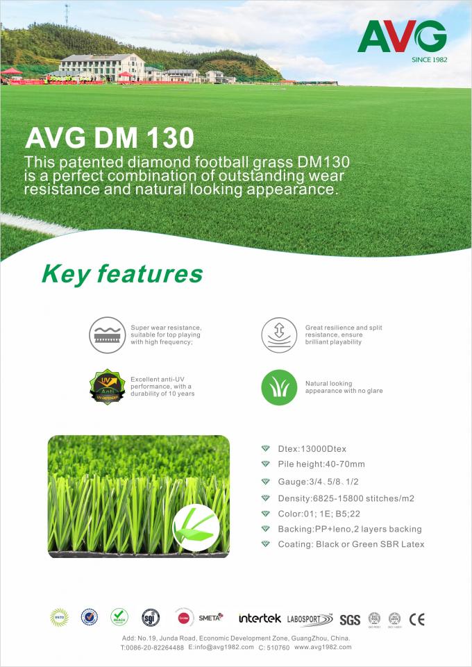 45mm Football Artificial Grass Synthetic Turf For Soccer Field Floor Diamond Yarn 0