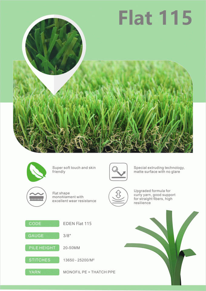 Artificial Garden Synthetic Turf Grass Flat Monofilament 35mm Height 0