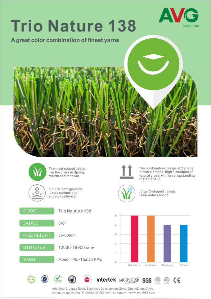 40mm Height Garden Artificial Grass Water Retention 0