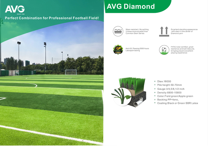 60mm Football Diamond Grass Grama Fifa Artificial Turf UV Stability 0