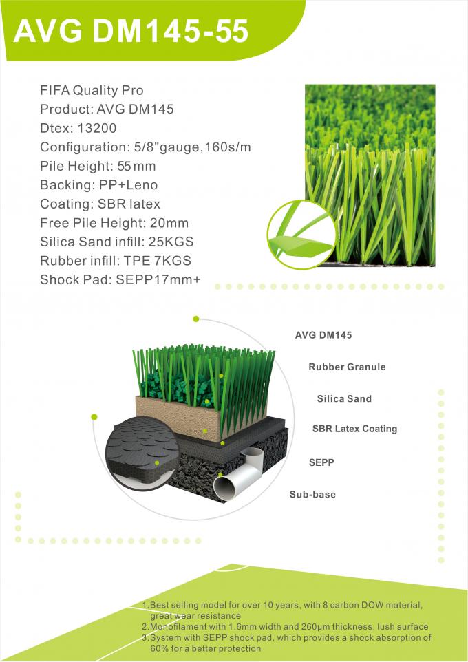 Quality Pro Approved Soccer Synthetic Turf Artificial Grass & Sports Flooring 55mm 0