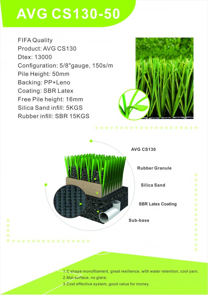 Popular Artificial Football Grass Soccer Turf Carpet 50mm For Oudoor 0