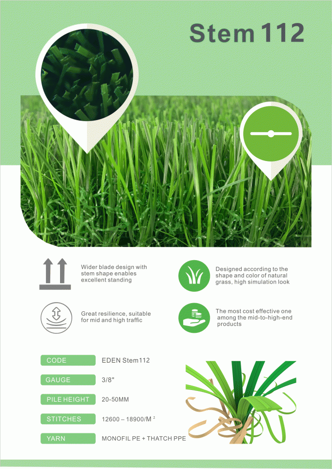 2D Reinforcement Garden Artificial Grass 11200 Detex Good Resilience 0