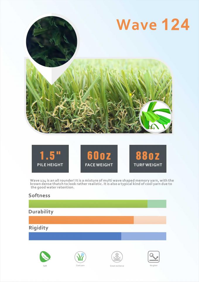 Monofilament PE Garden Artificial Grass 12400 Detex Wear Resistance 0