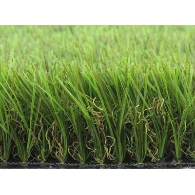 China Olive Green Garden Artificial Grass Double Wave S Type Monofilament supplier
